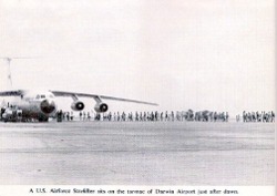 Evacuees queuing to board US Starlifter