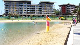 Restaurants and hotels overlook the beach