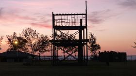 Sunset at East Point Darwin Outlines WW2 buildings and lookout. Sunset at East Point Darwin Outlines WW2 buildings and lookout.