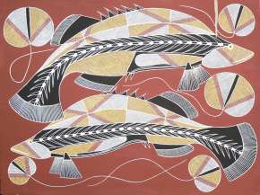 Traditional painting by Leslie Nawirridj