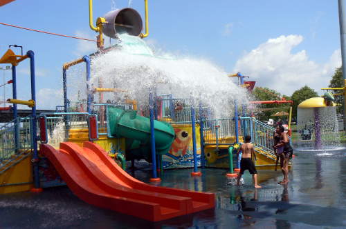 The water bucket dumps it's load.