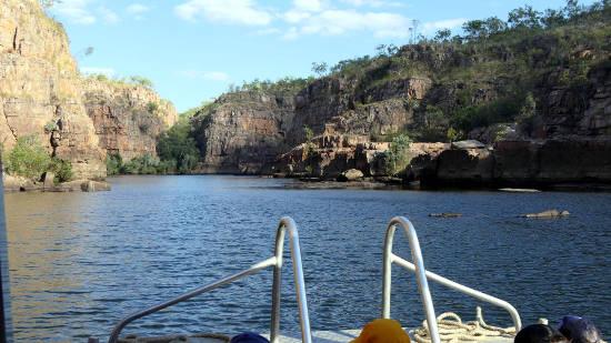 On a tour boat heading up Nitmiluk Gorge On a tour boat heading up Nitmiluk Gorge