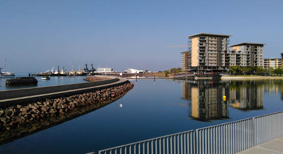 Darwin Wharf precinct in the stillness of morning
